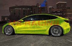PET Damascus Steel Forged Carbon Fiber Lime Green Car Vinyl Wrap Decal Sticker