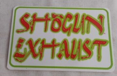 SHOGUN Exhaust Motorcycle Decal Sticker Red/Green/White 2-11/16″ High x 4″ Wide