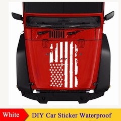 DIY White Waterproof US Flag Graphics Sticker for Jeep Car SUV Truck Hood Trunk