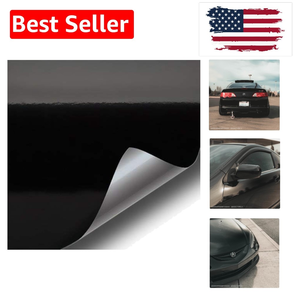 Microfinish Black Vinyl Wrap Roll – 1ft x 5ft with Strong Adhesive & Air Release