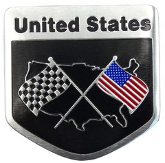 ALUMINUM United States Flag Decal Sticker Car, Motorcycle, Patriotic 2″ x 2″