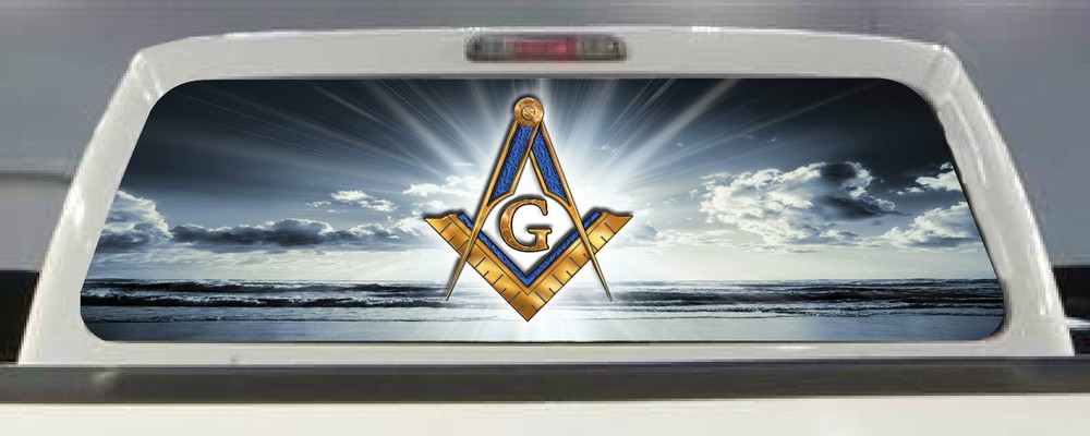 MASON / FREEMASON / MASONIC TRUCK REAR WINDOW DECAL TINT WINDOW PERF 50/50