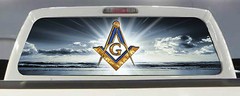 MASON / FREEMASON / MASONIC TRUCK REAR WINDOW DECAL TINT WINDOW PERF 50/50