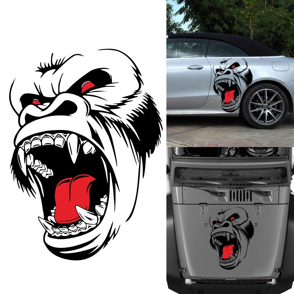 Car Window Hood Horror Ape Totem Sticker Side Door Animal Decal Trim Accessories