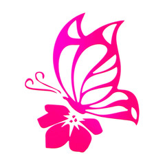 Butterfly Flower 6″ Pink Vinyl Graphic Decal Car Truck Window Laptop Notebook