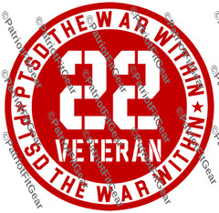 Veteran 22,PTSD The War Within,Support Our Troops,Military,Custom Vinyl Decal
