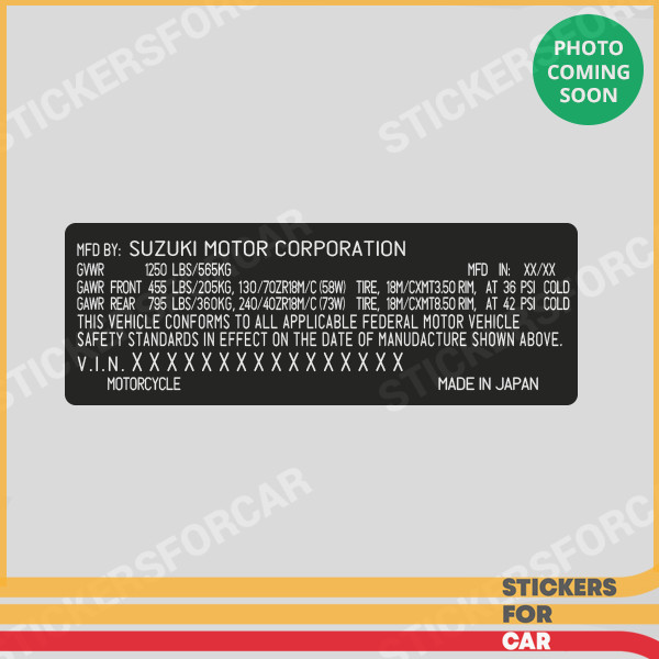 SUZUKI BOULEVARD M109R Motorcycle VIN Stickers Quality replica !