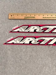 Lot of 2 Arctic Cat OEM Upper Side Hood Decal – 2008 120 Pink – 8611-149