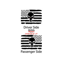 Distressed USA flag with skull Decals Custom 28×19
