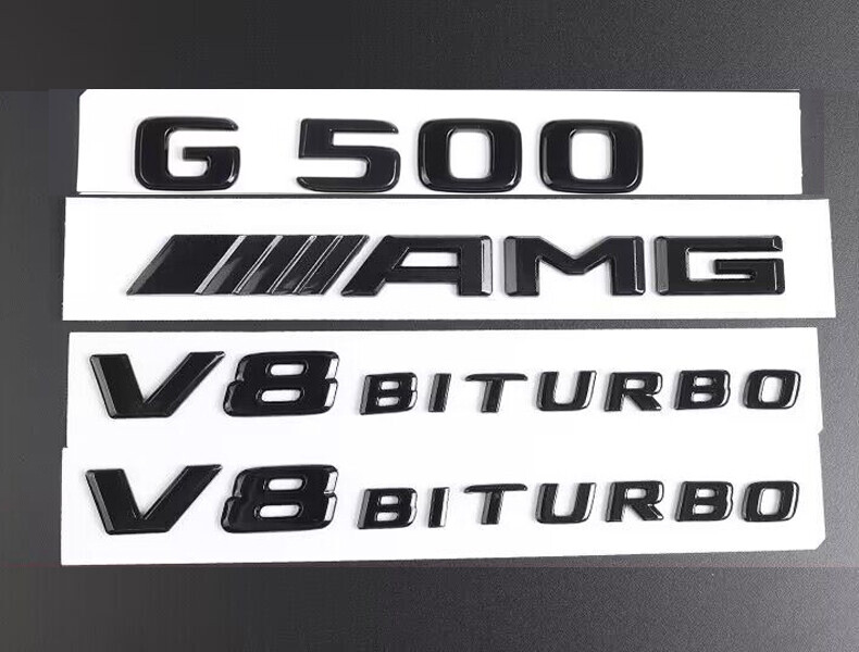 4pcs Set Black Emblem Badge Sticker for Mercedes-Benz G500 V8 Biturbo AMG W463
