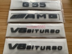 Matte Black For Mercedes Benz G55 AMG V8 BITURBO Emblem Badge Sticker Set