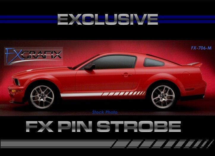2005 – 2009 Ford Mustang Strobe With Pin Side Rockers Dealer Quality Stripes