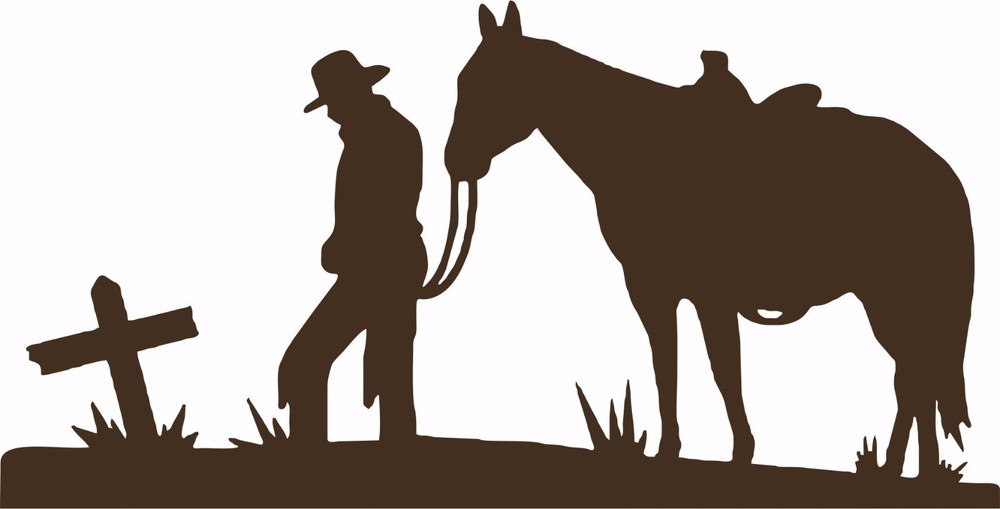 Cowboy Horse Cross Christian Western Rodeo Car Truck Window Vinyl Decal Sticker