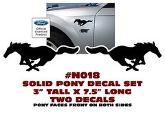 N018 FORD MUSTANG – 3″ TALL SOLID PONY DECAL SET – RUNS FORWARD ON BOTH SIDES