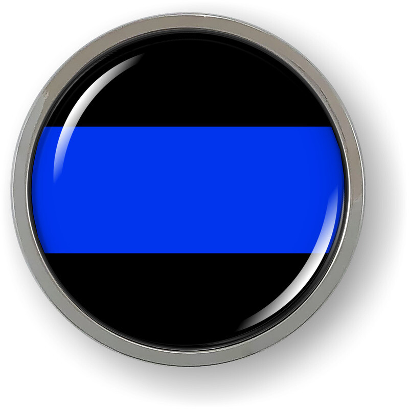 THIN BLUE LINE FOP 3D Domed Emblem Badge Car Sticker METAL Chrome Bezel 3 3/8″