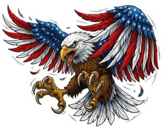 American flag attack bald eagle decal 6″