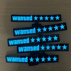 Wanted 5 Star Car Window Glow Panel Electric Marker Lamp LED Light Sticker Flash
