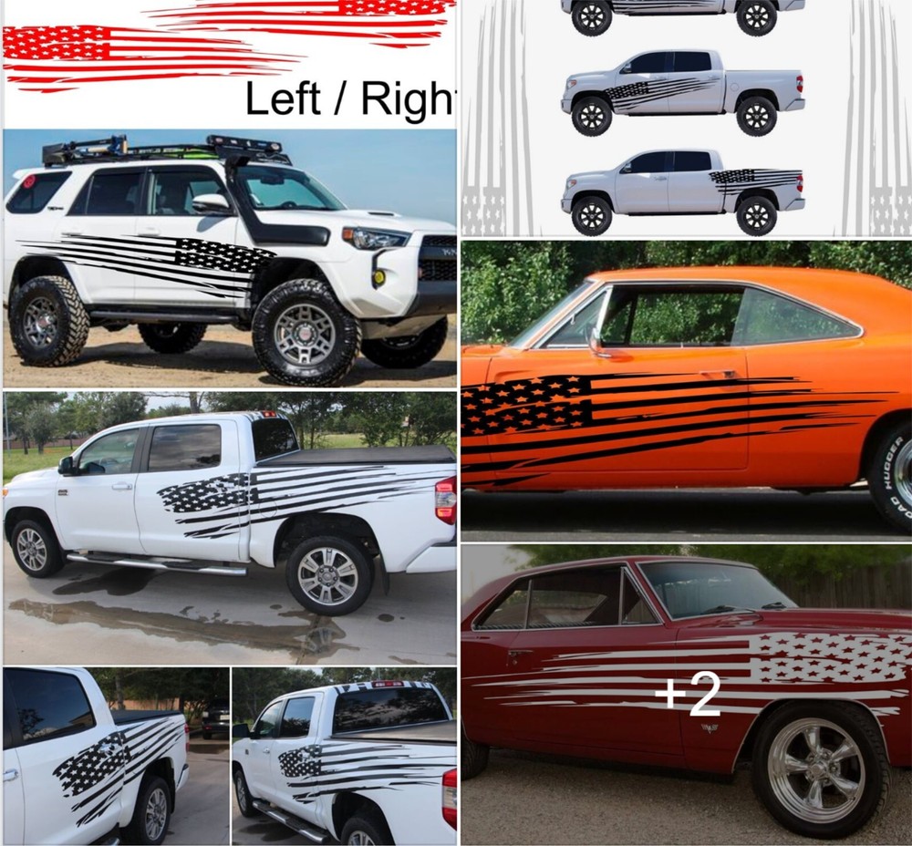 ✔️ Large AMERICAN FLAG graphics decals on CAR, TRUCK, BOAT, TRAILER
