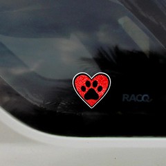 pet paw print heart red and black dog cat vinyl sticker bumper stickers 93 mm