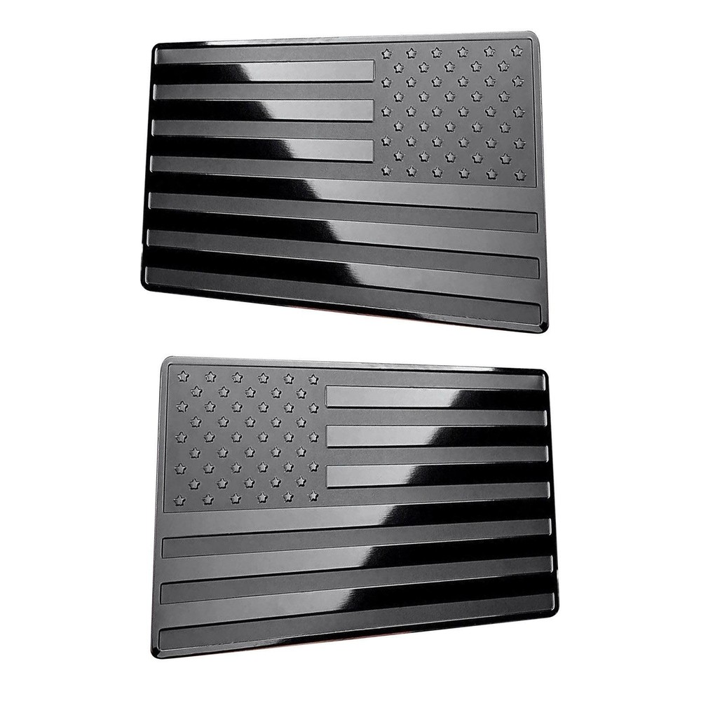 2x Car 3D Metal American USA Flag Emblem Decal Side Maker Black US Flag Stickers