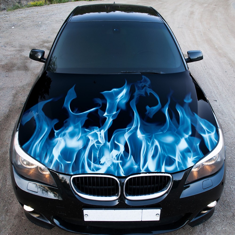 Blue Flame Hood Wrap Decal Vinyl Sticker Color Film Graphic Custom Any Car Truck