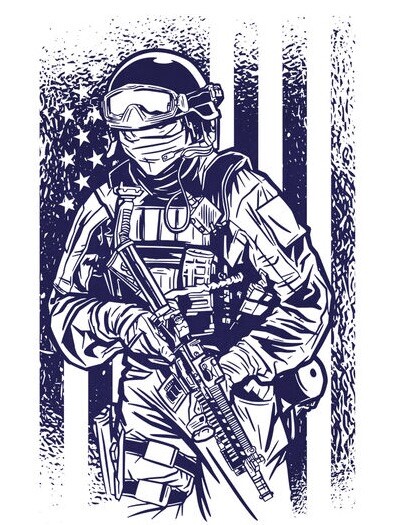 American Soldier Sticker 3” Military Army Uniform Marine Navy Air Force Gun