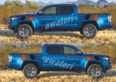 Car Sticker For Toyota Tacoma Hilux Trunk Side Decals Graphics Tricolor Stripes