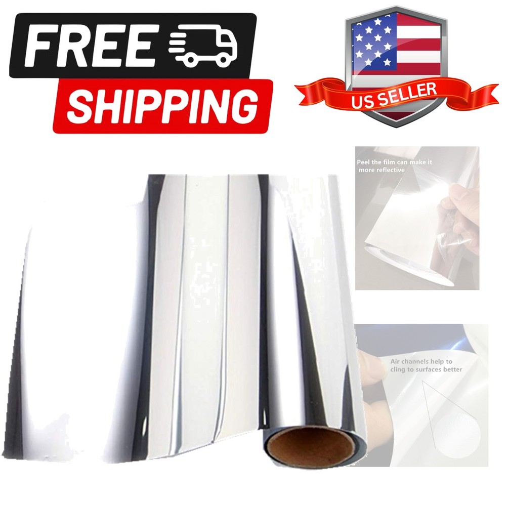 Self-Adhesive Reflective Chrome Silver Vinyl Wrap Sticker Decal Film Sheet 12…