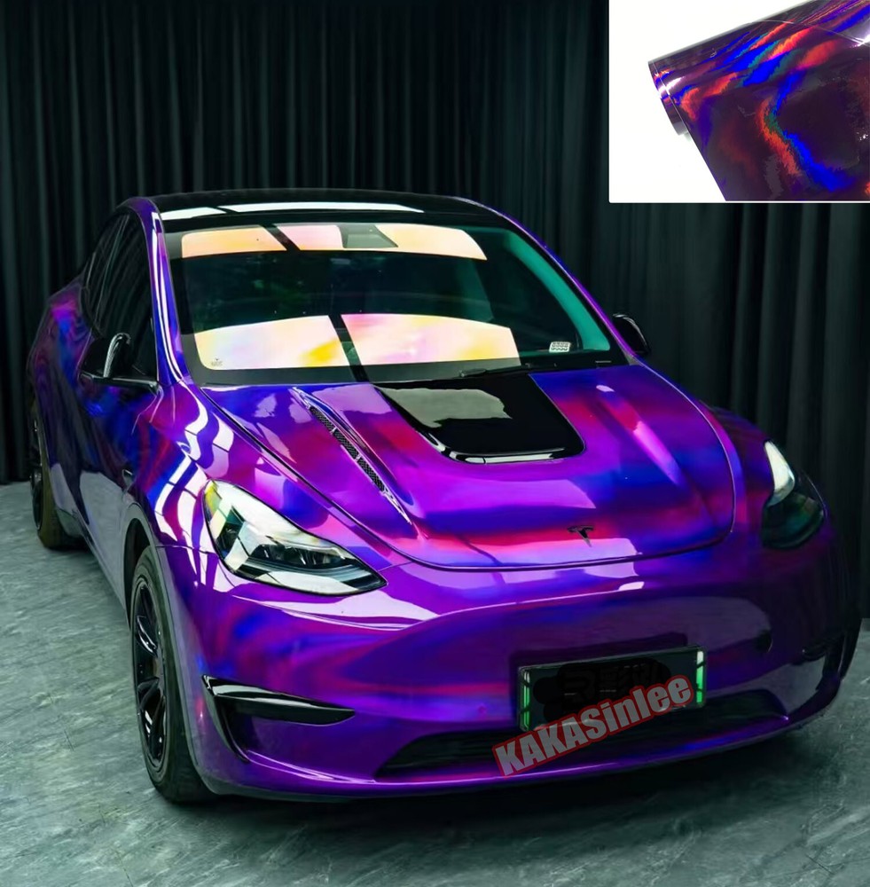 50FT PUR Holographic Laser Chrome Glitter Whole Car Vinyl Wrap Holo Sticker US