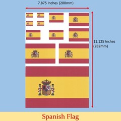 Spanish Flag Sticker: 12 X Vinyl Sticker Decals Self Adhesive Backing