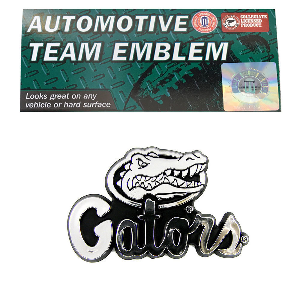 NCAA Florida Gators Plastic Chrome Emblem Decal Size Aprx. 3 3/4 x 2 1/2 inches