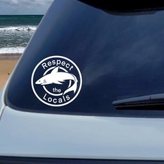 Hand drawn Shark Decal / Respect the Locals / Shark Stickers / Shark Car Decal