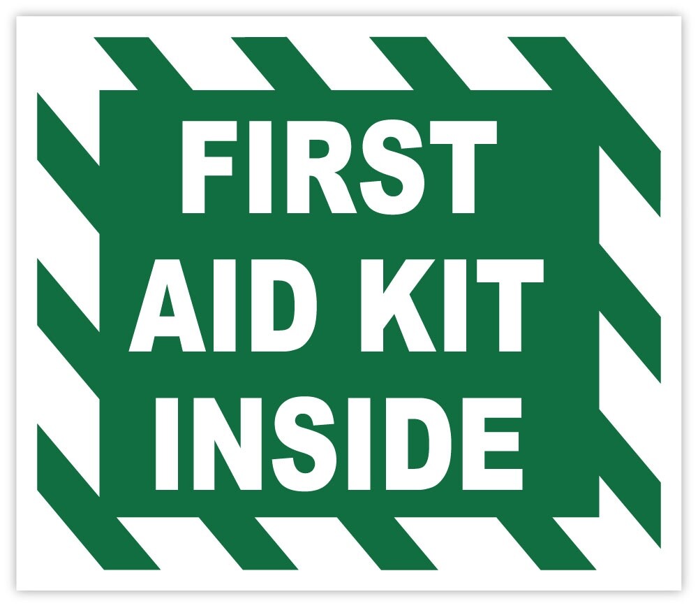 First Aid Kit Inside sign sticker decal 5″ x 4″