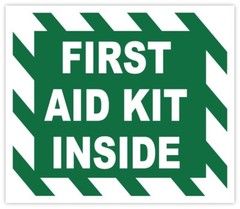 First Aid Kit Inside sign sticker decal 5″ x 4″