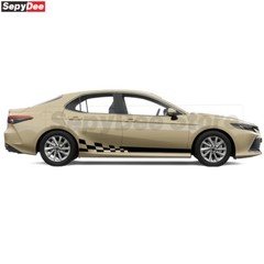Car Body Chckered Graphic Door Side Stripe Sticker Decal for Toyota Camry