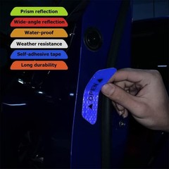 4Pcs Blue Reflective Door Open Warning Stickers Fits Car