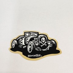 Bomonster Sticker. Old School T-Bucket Hotrod. Approximately 3″ X 1.75″.