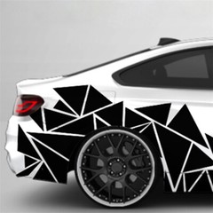 Car Body Side Geometric Triangle Graphic Decal Glossy Black Sticker Trim 78x23in