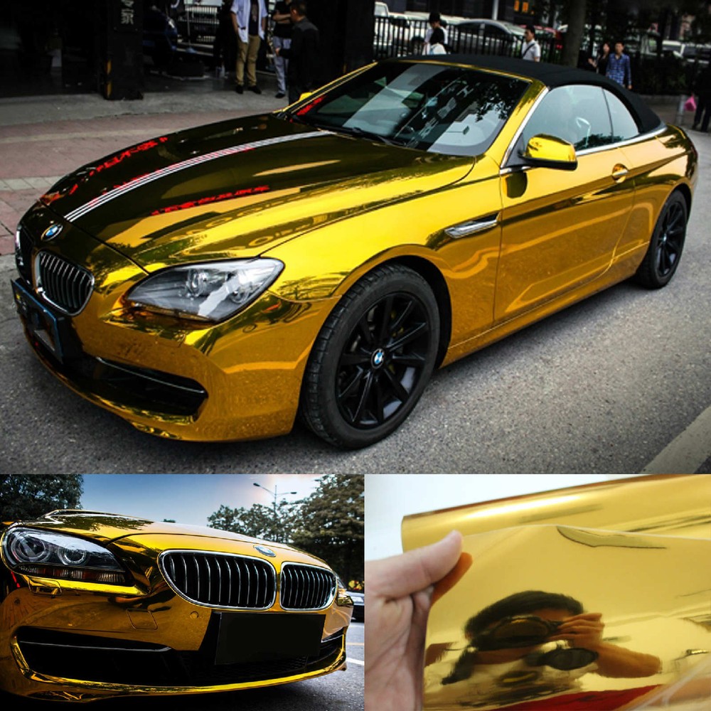 Full Auto Wrap Gold Magic Pearl Gloss Satin Mirror Chrome Metal Vinyl Sticker US
