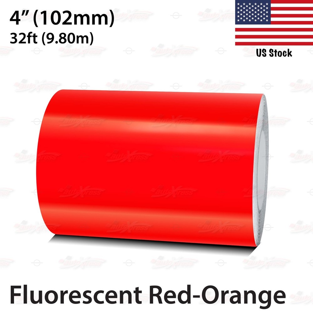 4″ Roll Vinyl Pinstriping Pin Stripe Tape Sticker 102mm FLUORESCENT RED-ORANGE