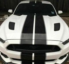 Black Double Racing Stripe Full Body Hood to Roof Sticker Decal for Ford Mustang
