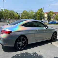 5FTx50FT PET Iridescent Laser Silver Vinyl Wrap US Stock Gloss Metallic Car Wrap
