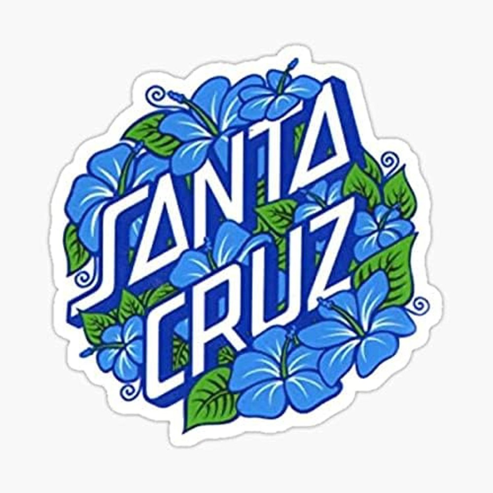 5″ Blue Flowers Santa Cruz Vinyl Bumper Sticker
