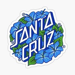 5″ Blue Flowers Santa Cruz Vinyl Bumper Sticker