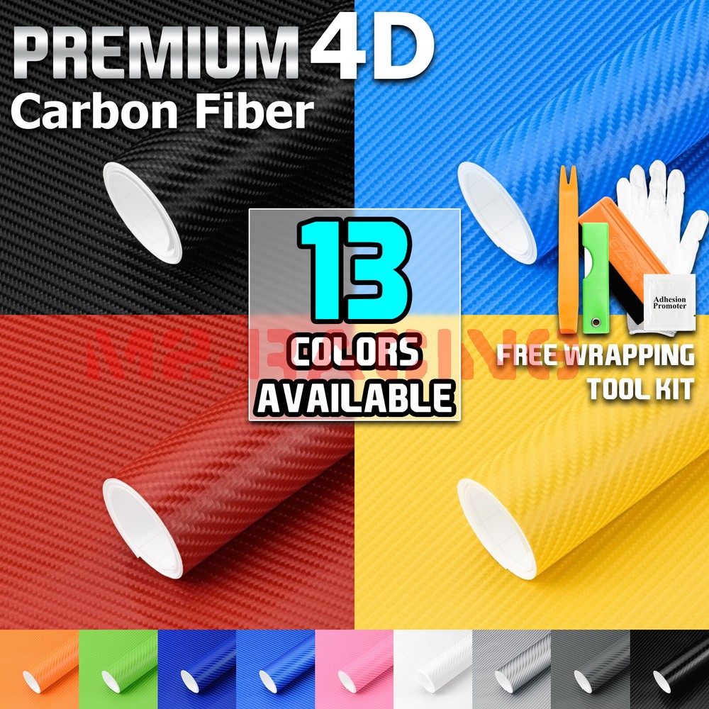 *Premium 4D Gloss Carbon Fiber Vinyl Sticker Wrap Decal Sheet Bubble Free Film