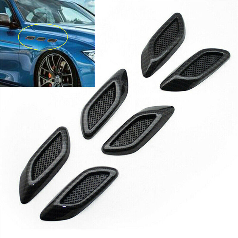 Universal Carbon Fiber Car Air Flow Fender Side Vent Trim ABS Hood Decor Sticker