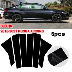6/1Pillar Post for 2018-2022 Honda Accord Window Door Trim Cover Glossy Black B