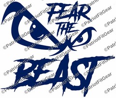 Fear The Beast,Beast Mode,12″x10″,Fitness,Exercise,Gym,Motivation,Vinyl Decal