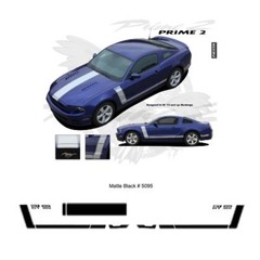 Ford Mustang 2013+ GT Style Hood and Side Stripes Graphic Kit – Matte Black