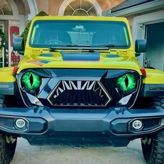 Beast Eyes Headlight Decals Round 3D Stereo Eyes Headlight Decal Stickers Green